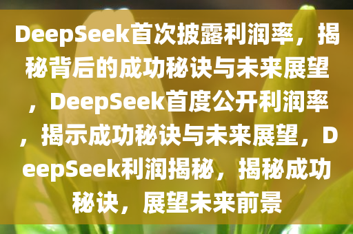 DeepSeek首次披露利润率，揭秘背后的成功秘诀与未来展望，DeepSeek首度公开利润率，揭示成功秘诀与未来展望，DeepSeek利润揭秘，揭秘成功秘诀，展望未来前景