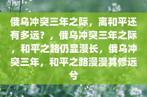 俄乌冲突三年之际，离和平还有多远？，俄乌冲突三年之际，和平之路仍显漫长，俄乌冲突三年，和平之路漫漫其修远兮