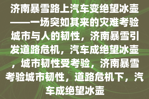 济南暴雪路上汽车变绝望冰壶——一场突如其来的灾难考验城市与人的韧性，济南暴雪引发道路危机，汽车成绝望冰壶，城市韧性受考验，济南暴雪考验城市韧性，道路危机下，汽车成绝望冰壶