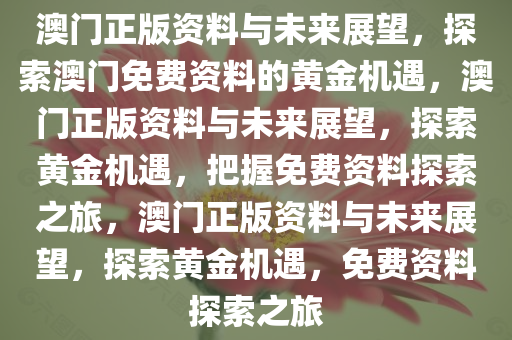 澳门正版资料与未来展望，探索澳门免费资料的黄金机遇，澳门正版资料与未来展望，探索黄金机遇，把握免费资料探索之旅，澳门正版资料与未来展望，探索黄金机遇，免费资料探索之旅