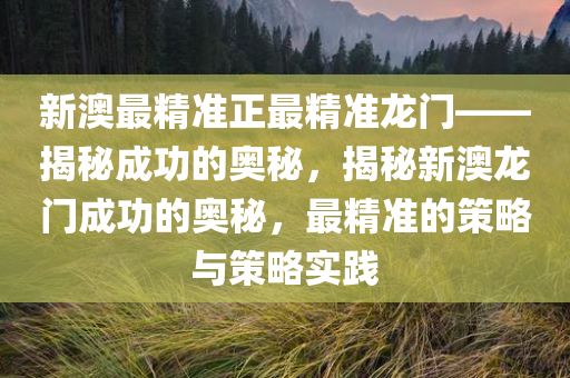 新澳最精准正最精准龙门——揭秘成功的奥秘，揭秘新澳龙门成功的奥秘，最精准的策略与策略实践