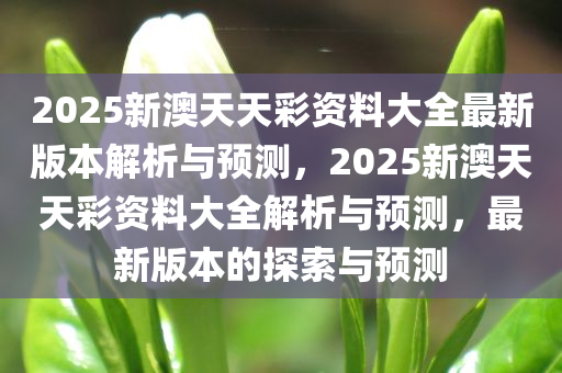 2025新澳天天彩资料大全最新版本解析与预测，2025新澳天天彩资料大全解析与预测，最新版本的探索与预测