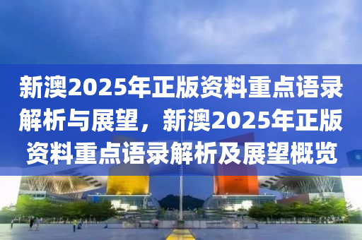 新澳2025年正版资料重点语录解析与展望，新澳2025年正版资料重点语录解析及展望概览