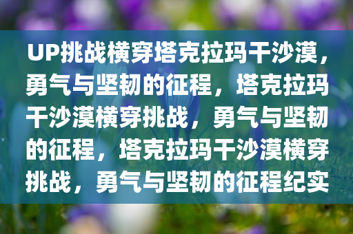 UP挑战横穿塔克拉玛干沙漠，勇气与坚韧的征程，塔克拉玛干沙漠横穿挑战，勇气与坚韧的征程，塔克拉玛干沙漠横穿挑战，勇气与坚韧的征程纪实