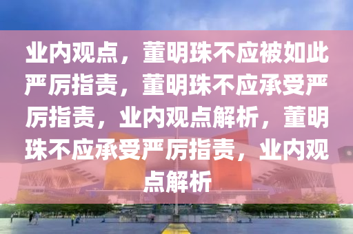 业内观点，董明珠不应被如此严厉指责，董明珠不应承受严厉指责，业内观点解析，董明珠不应承受严厉指责，业内观点解析