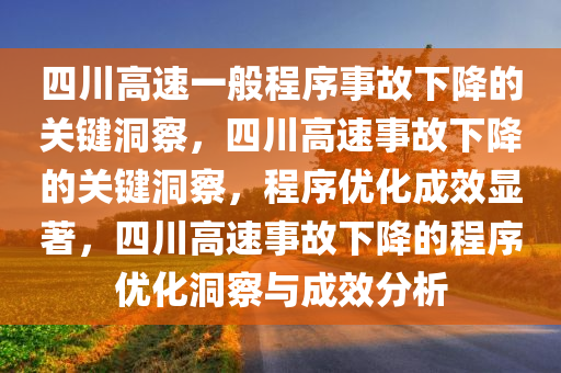 四川高速一般程序事故下降的关键洞察，四川高速事故下降的关键洞察，程序优化成效显著，四川高速事故下降的程序优化洞察与成效分析