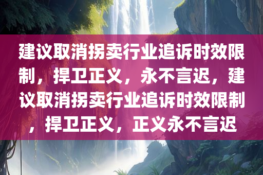 建议取消拐卖行业追诉时效限制，捍卫正义，永不言迟，建议取消拐卖行业追诉时效限制，捍卫正义，正义永不言迟