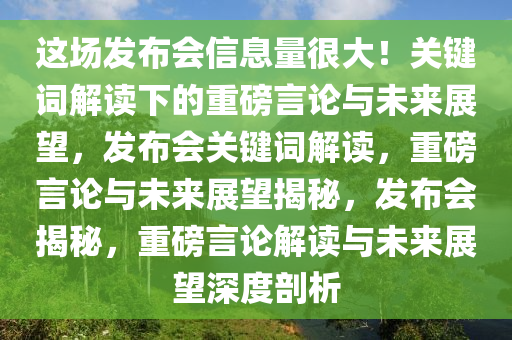 这场发布会信息量很大！关键词解读下的重磅言论与未来展望，发布会关键词解读，重磅言论与未来展望揭秘，发布会揭秘，重磅言论解读与未来展望深度剖析