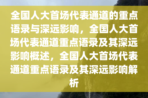 全国人大首场代表通道的重点语录与深远影响，全国人大首场代表通道重点语录及其深远影响概述，全国人大首场代表通道重点语录及其深远影响解析