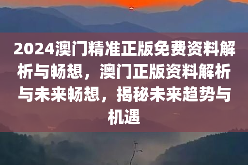 2024澳门精准正版免费资料解析与畅想，澳门正版资料解析与未来畅想，揭秘未来趋势与机遇