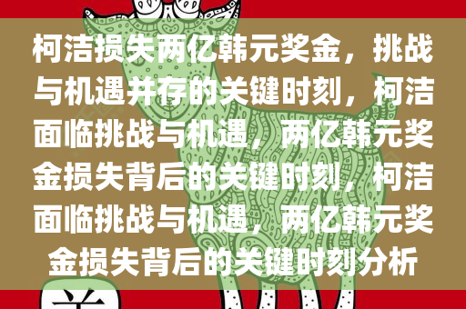 柯洁损失两亿韩元奖金，挑战与机遇并存的关键时刻，柯洁面临挑战与机遇，两亿韩元奖金损失背后的关键时刻，柯洁面临挑战与机遇，两亿韩元奖金损失背后的关键时刻分析