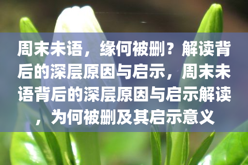 周末未语，缘何被删？解读背后的深层原因与启示，周末未语背后的深层原因与启示解读，为何被删及其启示意义