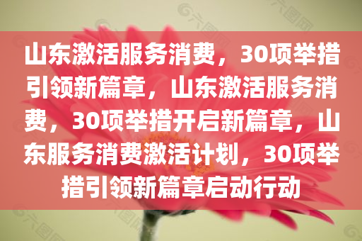 山东激活服务消费，30项举措引领新篇章，山东激活服务消费，30项举措开启新篇章，山东服务消费激活计划，30项举措引领新篇章启动行动