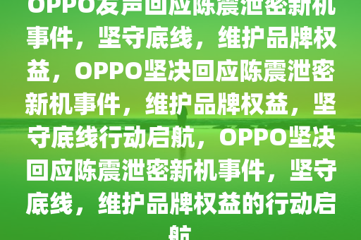 OPPO发声回应陈震泄密新机事件，坚守底线，维护品牌权益，OPPO坚决回应陈震泄密新机事件，维护品牌权益，坚守底线行动启航，OPPO坚决回应陈震泄密新机事件，坚守底线，维护品牌权益的行动启航