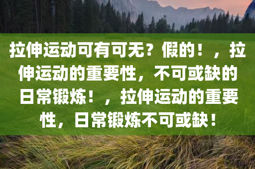 拉伸运动可有可无？假的！，拉伸运动的重要性，不可或缺的日常锻炼！，拉伸运动的重要性，日常锻炼不可或缺！