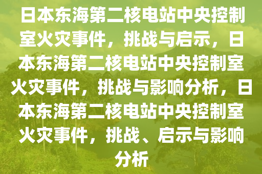 日本东海第二核电站中央控制室火灾事件，挑战与启示，日本东海第二核电站中央控制室火灾事件，挑战与影响分析，日本东海第二核电站中央控制室火灾事件，挑战、启示与影响分析