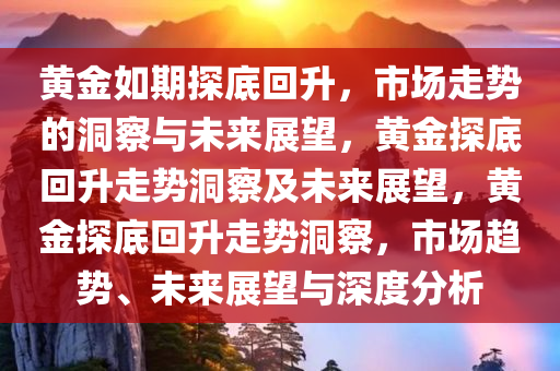 黄金如期探底回升，市场走势的洞察与未来展望，黄金探底回升走势洞察及未来展望，黄金探底回升走势洞察，市场趋势、未来展望与深度分析