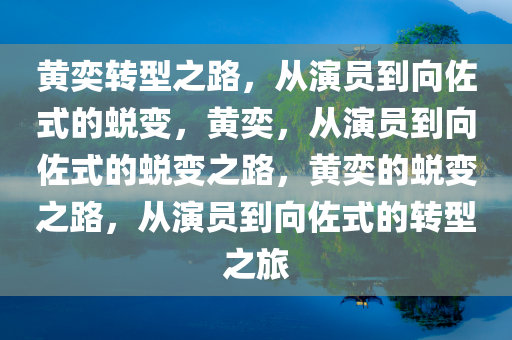 黄奕转型之路，从演员到向佐式的蜕变，黄奕，从演员到向佐式的蜕变之路，黄奕的蜕变之路，从演员到向佐式的转型之旅