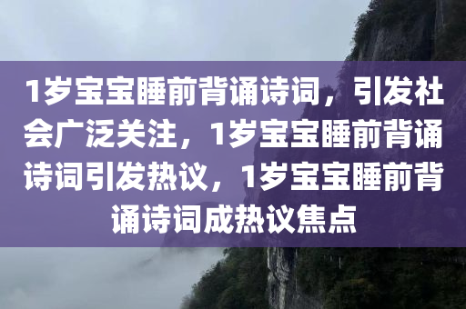 1岁宝宝睡前背诵诗词，引发社会广泛关注，1岁宝宝睡前背诵诗词引发热议，1岁宝宝睡前背诵诗词成热议焦点