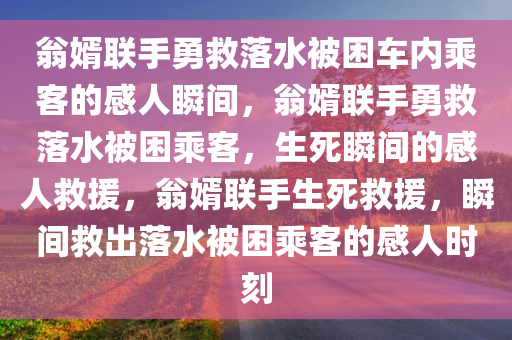 翁婿联手勇救落水被困车内乘客的感人瞬间，翁婿联手勇救落水被困乘客，生死瞬间的感人救援，翁婿联手生死救援，瞬间救出落水被困乘客的感人时刻