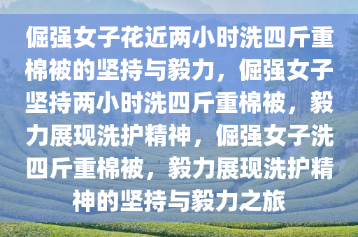 倔强女子花近两小时洗四斤重棉被的坚持与毅力，倔强女子坚持两小时洗四斤重棉被，毅力展现洗护精神，倔强女子洗四斤重棉被，毅力展现洗护精神的坚持与毅力之旅