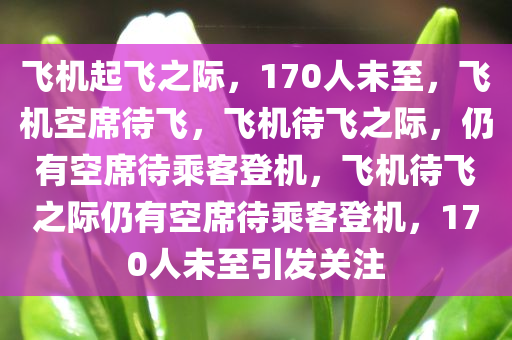 飞机起飞之际，170人未至，飞机空席待飞，飞机待飞之际，仍有空席待乘客登机，飞机待飞之际仍有空席待乘客登机，170人未至引发关注