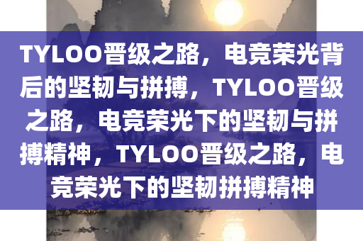 TYLOO晋级之路，电竞荣光背后的坚韧与拼搏，TYLOO晋级之路，电竞荣光下的坚韧与拼搏精神，TYLOO晋级之路，电竞荣光下的坚韧拼搏精神