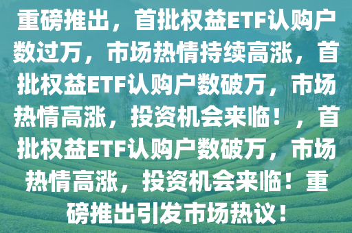 重磅推出，首批权益ETF认购户数过万，市场热情持续高涨，首批权益ETF认购户数破万，市场热情高涨，投资机会来临！，首批权益ETF认购户数破万，市场热情高涨，投资机会来临！重磅推出引发市场热议！