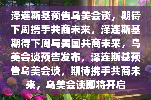 泽连斯基预告乌美会谈，期待下周携手共商未来，泽连斯基期待下周与美国共商未来，乌美会谈预告发布，泽连斯基预告乌美会谈，期待携手共商未来，乌美会谈即将开启