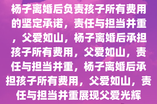 杨子离婚后负责孩子所有费用的坚定承诺，责任与担当并重，父爱如山，杨子离婚后承担孩子所有费用，父爱如山，责任与担当并重，杨子离婚后承担孩子所有费用，父爱如山，责任与担当并重展现父爱光辉