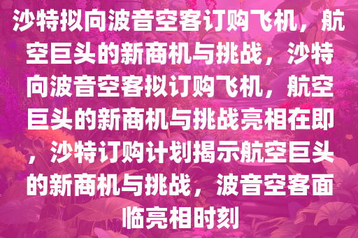 沙特拟向波音空客订购飞机，航空巨头的新商机与挑战，沙特向波音空客拟订购飞机，航空巨头的新商机与挑战亮相在即，沙特订购计划揭示航空巨头的新商机与挑战，波音空客面临亮相时刻