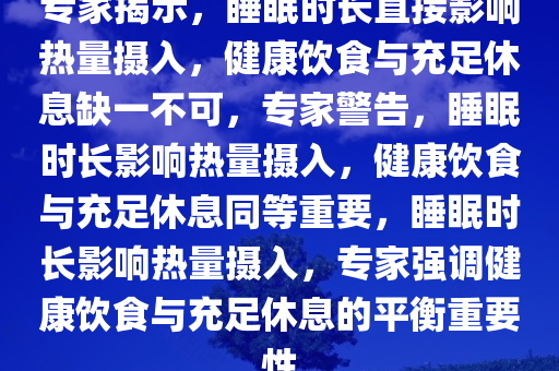 专家揭示，睡眠时长直接影响热量摄入，健康饮食与充足休息缺一不可，专家警告，睡眠时长影响热量摄入，健康饮食与充足休息同等重要，睡眠时长影响热量摄入，专家强调健康饮食与充足休息的平衡重要性