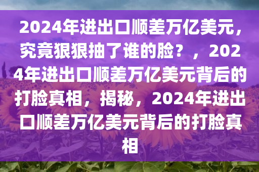 2024年进出口顺差万亿美元，究竟狠狠抽了谁的脸？，2024年进出口顺差万亿美元背后的打脸真相，揭秘，2024年进出口顺差万亿美元背后的打脸真相