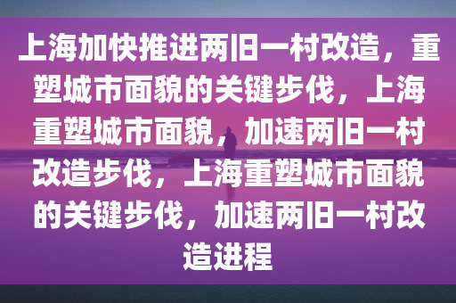 上海加快推进两旧一村改造，重塑城市面貌的关键步伐，上海重塑城市面貌，加速两旧一村改造步伐，上海重塑城市面貌的关键步伐，加速两旧一村改造进程