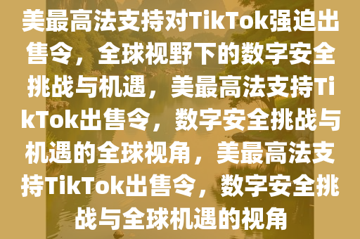 美最高法支持对TikTok强迫出售令，全球视野下的数字安全挑战与机遇，美最高法支持TikTok出售令，数字安全挑战与机遇的全球视角，美最高法支持TikTok出售令，数字安全挑战与全球机遇的视角