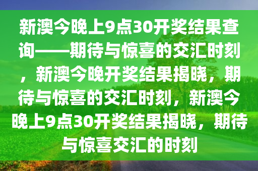 新澳今晚上9点30开奖结果查询——期待与惊喜的交汇时刻，新澳今晚开奖结果揭晓，期待与惊喜的交汇时刻，新澳今晚上9点30开奖结果揭晓，期待与惊喜交汇的时刻