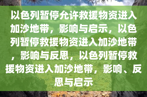 以色列暂停允许救援物资进入加沙地带，影响与启示，以色列暂停救援物资进入加沙地带，影响与反思，以色列暂停救援物资进入加沙地带，影响、反思与启示