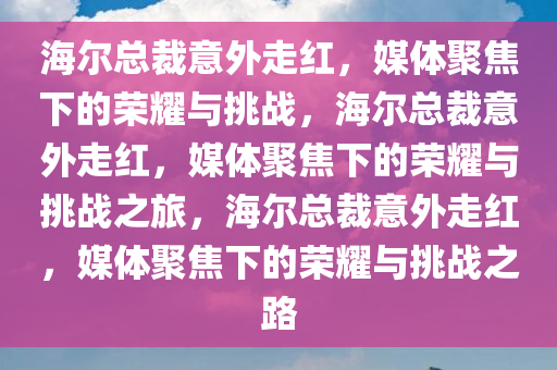 海尔总裁意外走红，媒体聚焦下的荣耀与挑战，海尔总裁意外走红，媒体聚焦下的荣耀与挑战之旅，海尔总裁意外走红，媒体聚焦下的荣耀与挑战之路