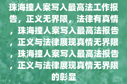 珠海撞人案写入最高法工作报告，正义无界限，法律有真情，珠海撞人案写入最高法报告，正义与法律展现真情无界限，珠海撞人案写入最高法报告，正义与法律展现真情无界限的彰显