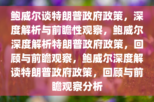 鲍威尔谈特朗普政府政策，深度解析与前瞻性观察，鲍威尔深度解析特朗普政府政策，回顾与前瞻观察，鲍威尔深度解读特朗普政府政策，回顾与前瞻观察分析