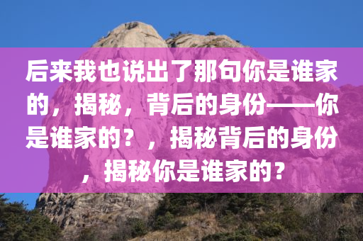 后来我也说出了那句你是谁家的，揭秘，背后的身份——你是谁家的？，揭秘背后的身份，揭秘你是谁家的？