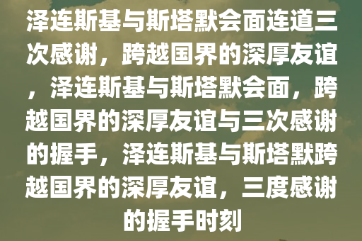 泽连斯基与斯塔默会面连道三次感谢，跨越国界的深厚友谊，泽连斯基与斯塔默会面，跨越国界的深厚友谊与三次感谢的握手，泽连斯基与斯塔默跨越国界的深厚友谊，三度感谢的握手时刻