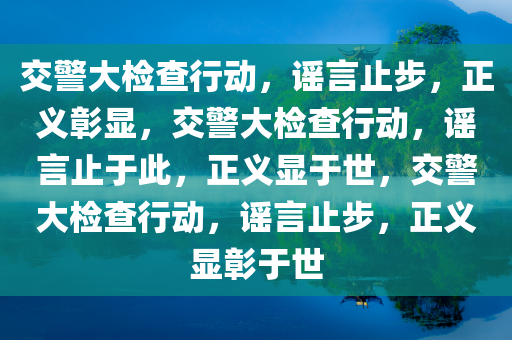 交警大检查行动，谣言止步，正义彰显，交警大检查行动，谣言止于此，正义显于世，交警大检查行动，谣言止步，正义显彰于世