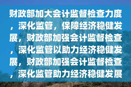 财政部加大会计监督检查力度，深化监管，保障经济稳健发展，财政部加强会计监督检查，深化监管以助力经济稳健发展，财政部加强会计监督检查，深化监管助力经济稳健发展