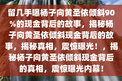 留几手曝杨子向黄圣依倾斜90%的现金背后的故事，揭秘杨子向黄圣依倾斜现金背后的故事，揭秘真相，震惊曝光！，揭秘杨子向黄圣依倾斜现金背后的真相，震惊曝光内幕！