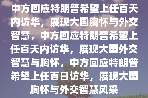 中方回应特朗普希望上任百天内访华，展现大国胸怀与外交智慧，中方回应特朗普希望上任百天内访华，展现大国外交智慧与胸怀，中方回应特朗普希望上任百日访华，展现大国胸怀与外交智慧风采