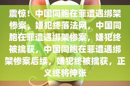 震惊！中国同胞在菲遭遇绑架惨案，嫌犯终落法网，中国同胞在菲遭遇绑架惨案，嫌犯终被擒获，中国同胞在菲遭遇绑架惨案后续，嫌犯终被擒获，正义终将伸张