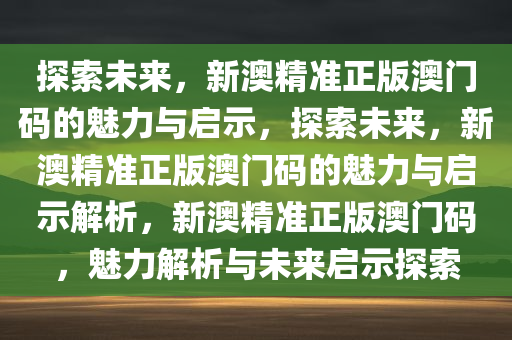 探索未来，新澳精准正版澳门码的魅力与启示，探索未来，新澳精准正版澳门码的魅力与启示解析，新澳精准正版澳门码，魅力解析与未来启示探索