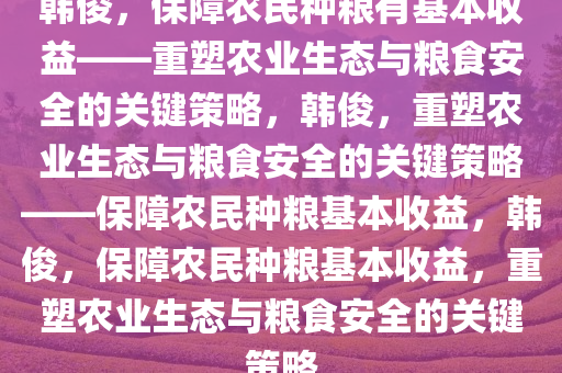 韩俊：保障农民种粮有基本收益