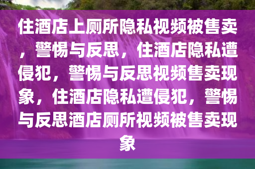 住酒店上厕所隐私视频被售卖，警惕与反思，住酒店隐私遭侵犯，警惕与反思视频售卖现象，住酒店隐私遭侵犯，警惕与反思酒店厕所视频被售卖现象